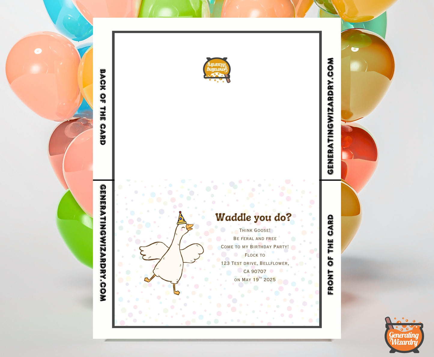 Printable Birthday Waddle You Do 7x5 inch card