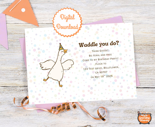Printable Birthday Waddle You Do 7x5 inch card