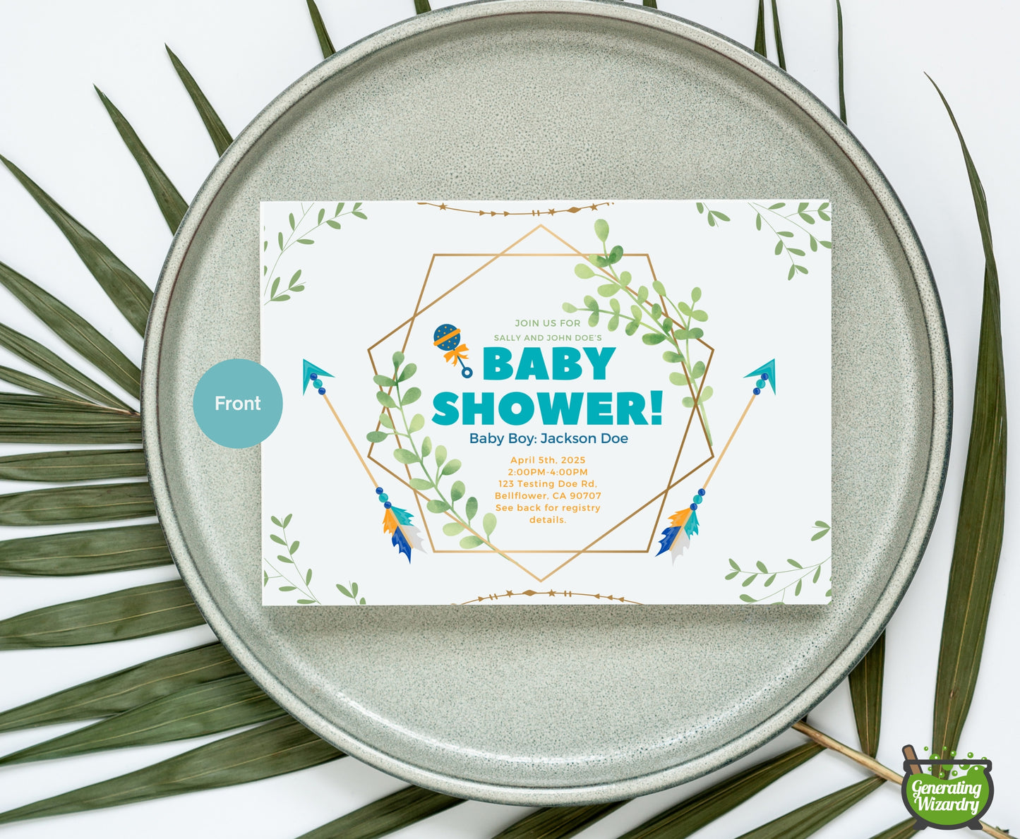 Printable Baby Tribal Boy double sided card