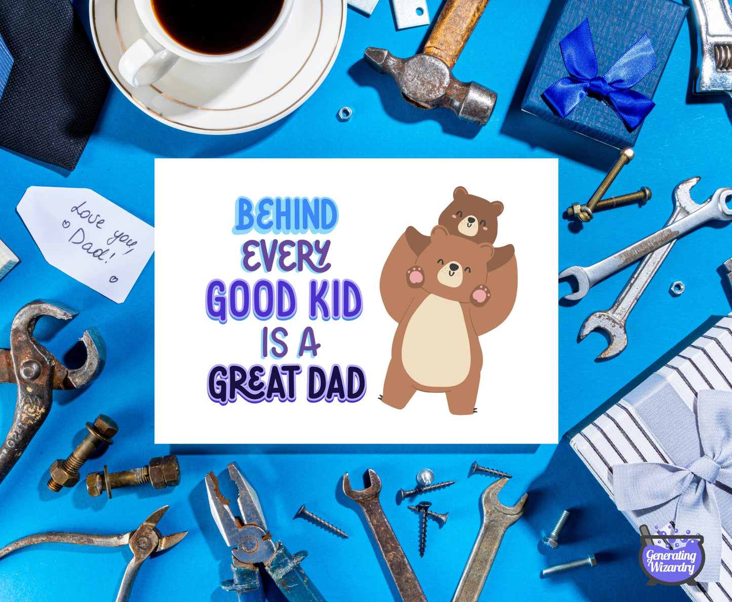 Printable Father's Day 7x5 inch card Instant download