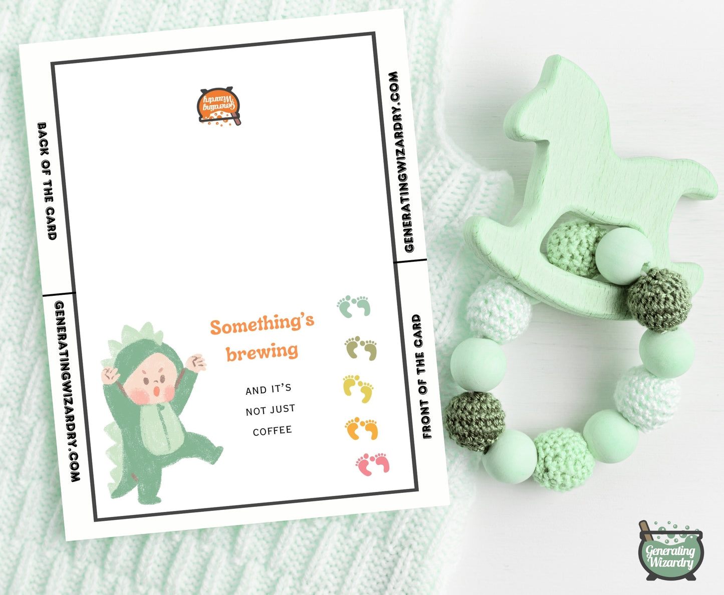 Printable Baby Somethings Brewing 7x5 inch card Instant download