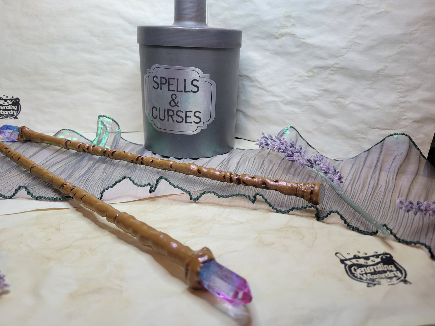 Pinkle Blue Crystalwood Magic Wiccan Wizard Witch Sorcerer Wand